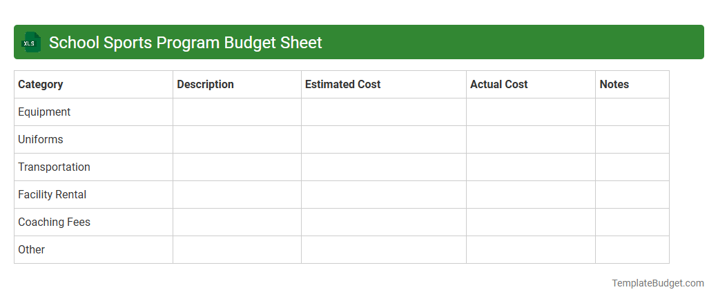 School Sports Program Budget Sheet