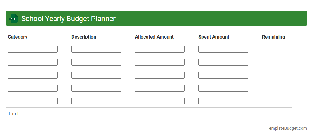 School Yearly Budget Planner