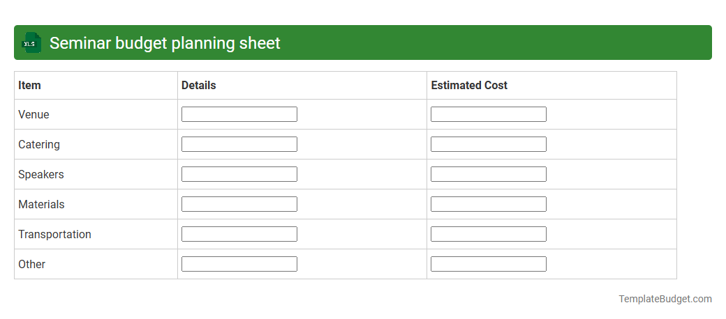 Seminar budget planning sheet