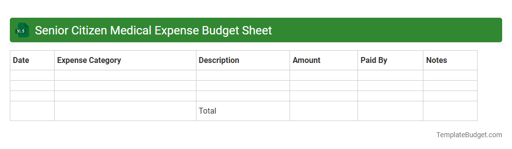 Senior Citizen Medical Expense Budget Sheet