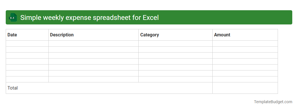 Simple weekly expense spreadsheet for Excel