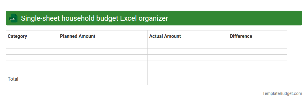 Single-sheet household budget Excel organizer
