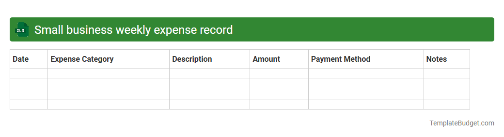 Small business weekly expense record