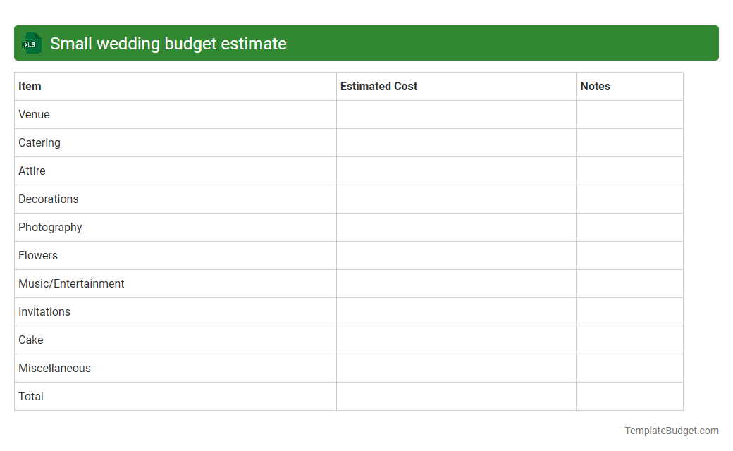 Small wedding budget estimate