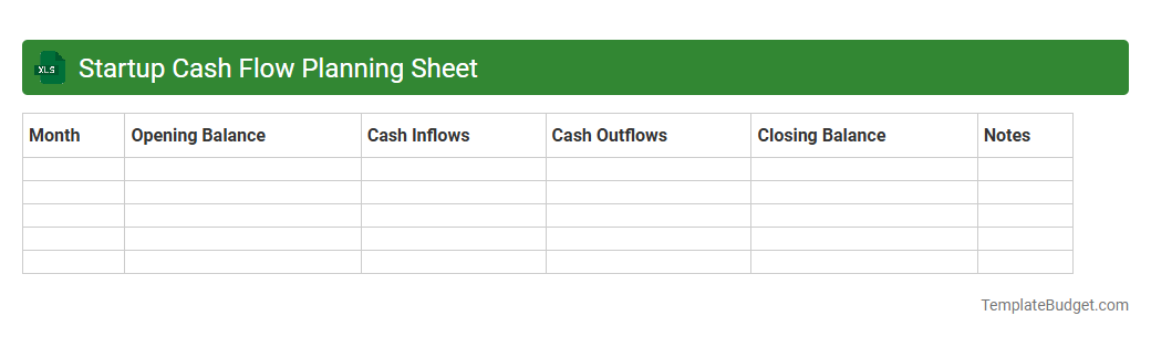 Startup Cash Flow Planning Sheet