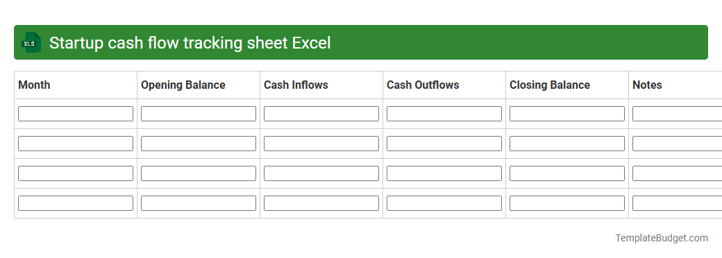 Startup cash flow tracking sheet Excel
