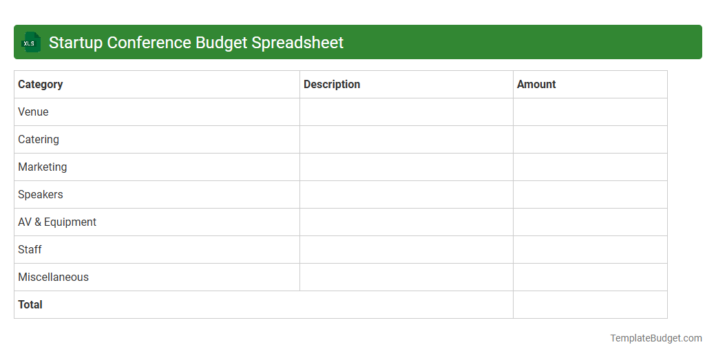 Startup Conference Budget Spreadsheet