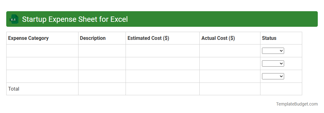 Startup Expense Sheet for Excel