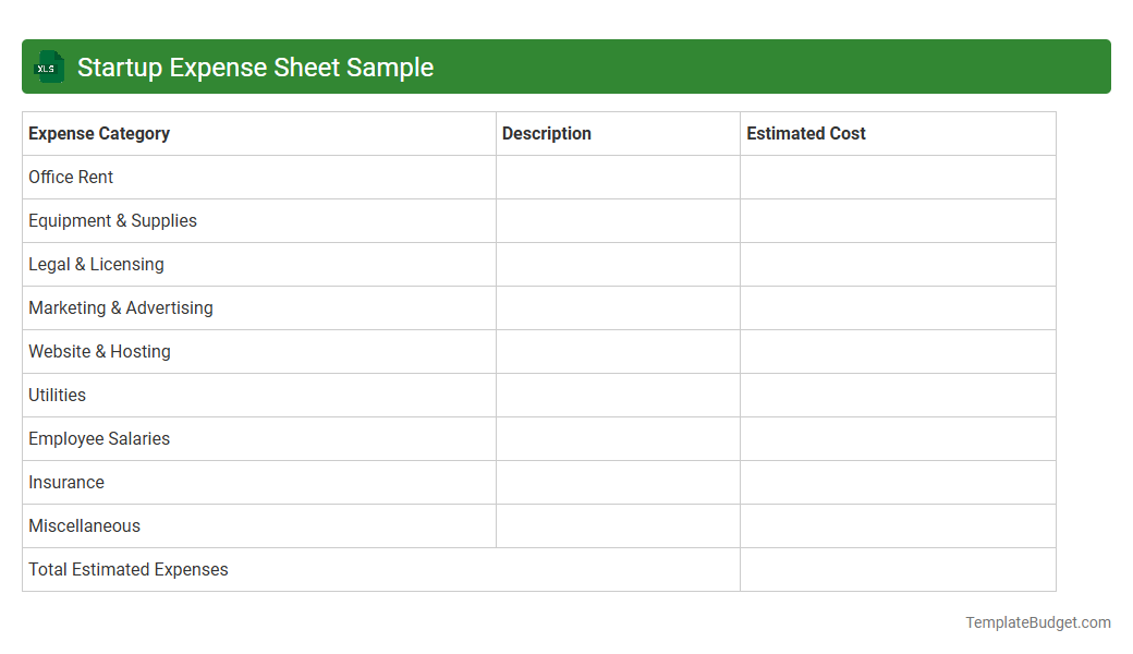 Startup Expense Sheet Sample