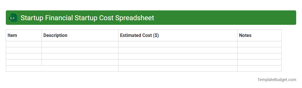 Startup Financial Startup Cost Spreadsheet