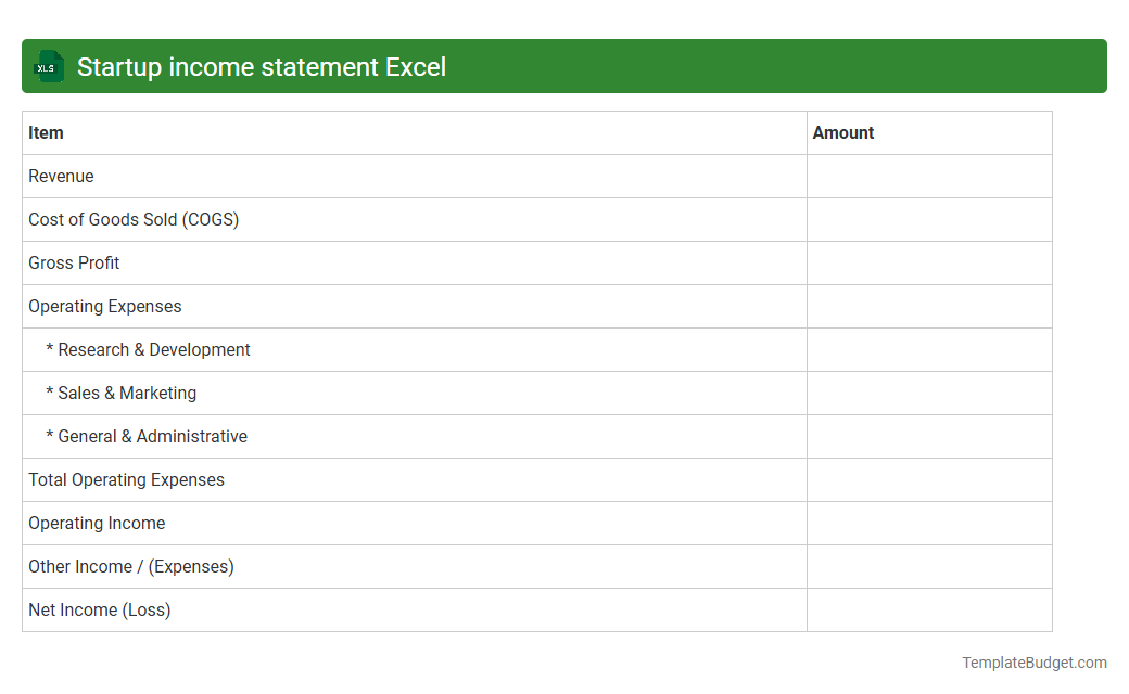 Startup income statement Excel