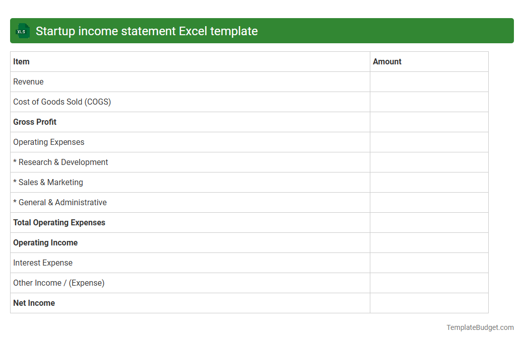Startup income statement Excel template