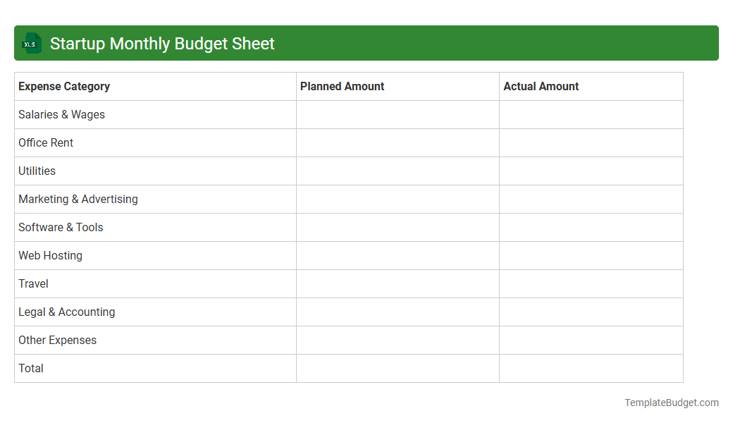 Startup Monthly Budget Sheet
