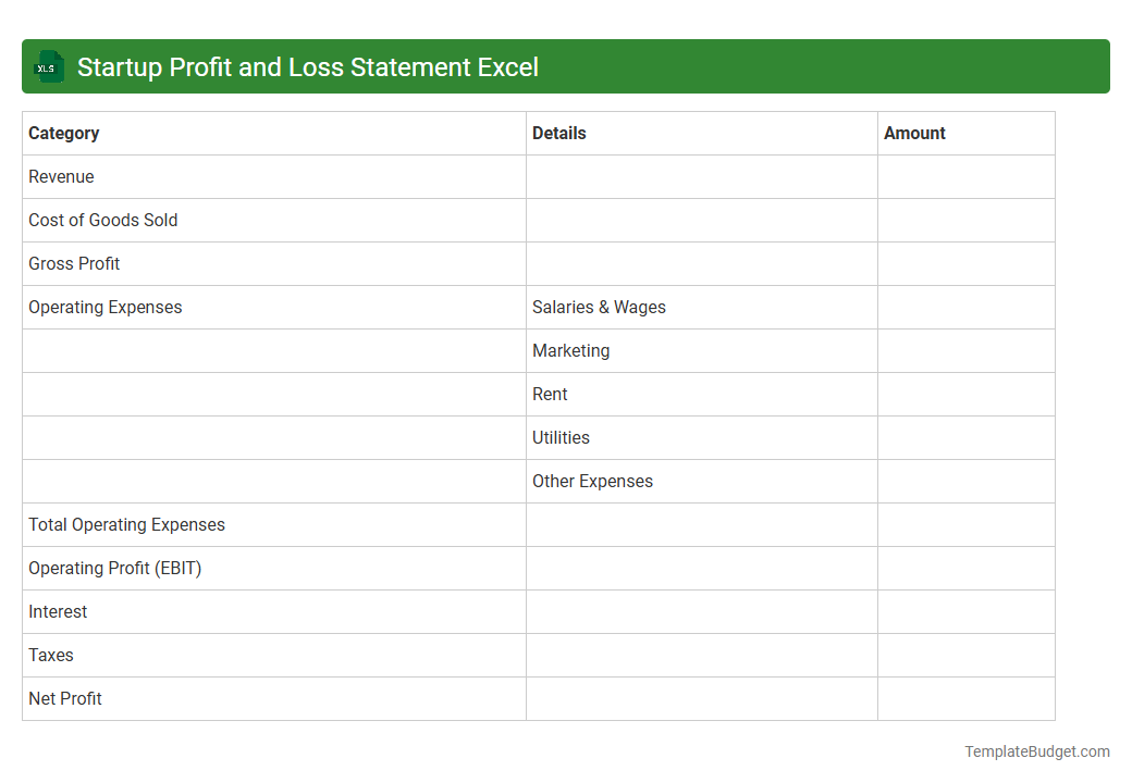Startup Profit and Loss Statement Excel