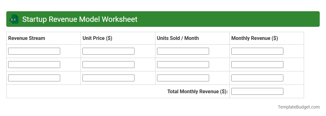 Startup Revenue Model Worksheet