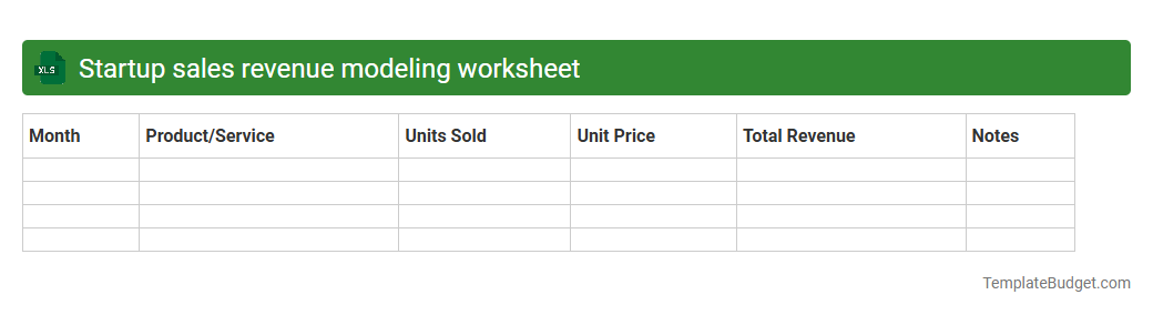 Startup sales revenue modeling worksheet
