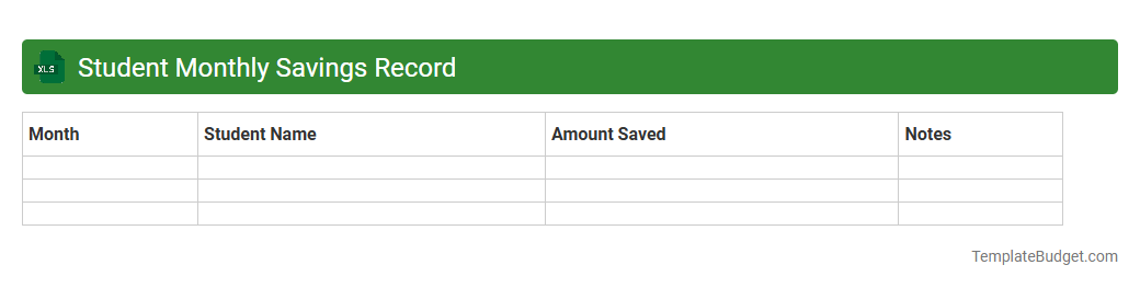 Student Monthly Savings Record