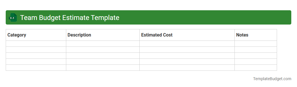 Team Budget Estimate Template