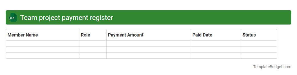 Team project payment register
