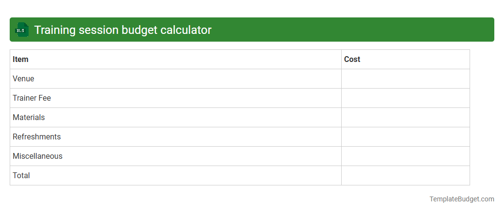 Training session budget calculator