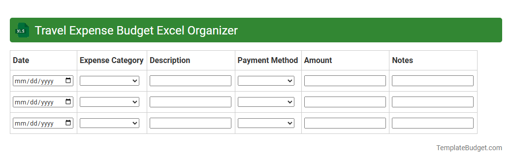 Travel Expense Budget Excel Organizer