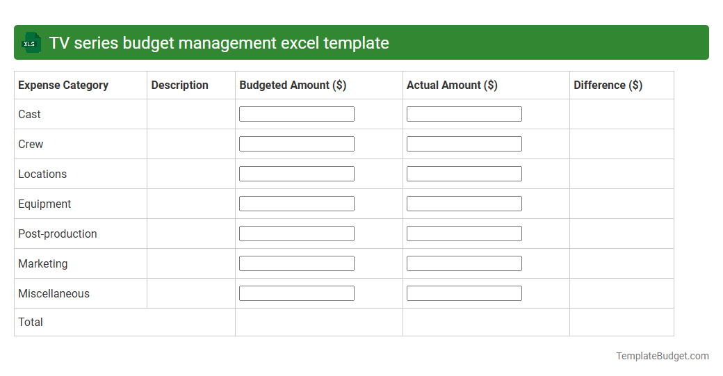 TV series budget management excel template