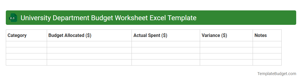 University Department Budget Worksheet Excel Template