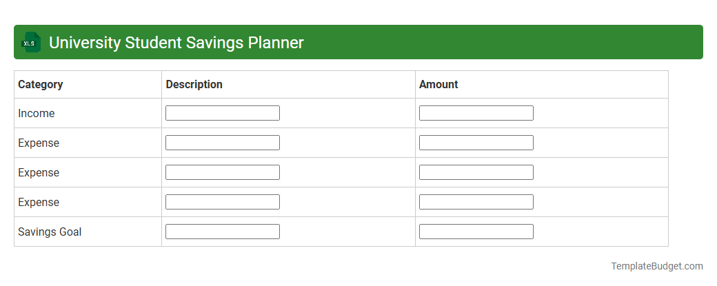 University Student Savings Planner