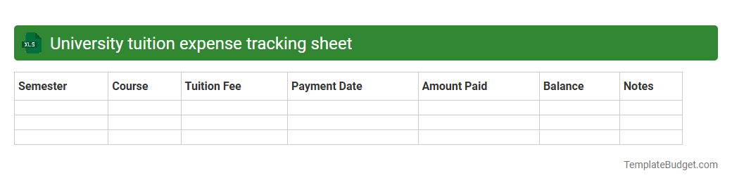 University tuition expense tracking sheet