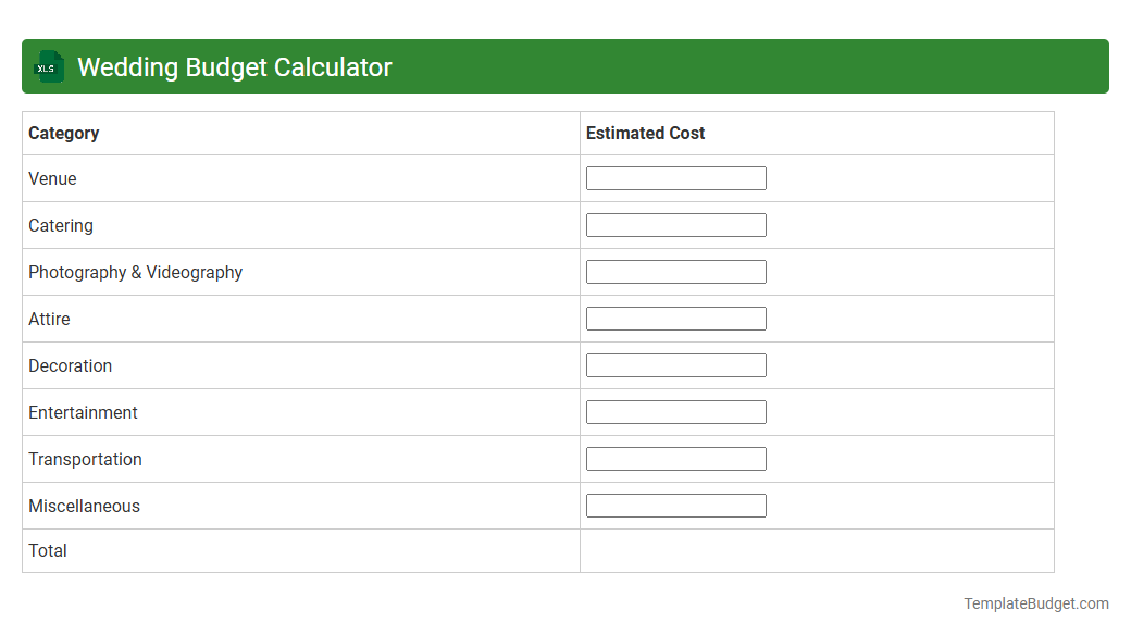 Wedding Budget Calculator