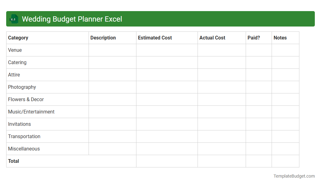 Wedding Budget Planner Excel