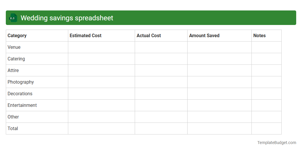 Wedding savings spreadsheet