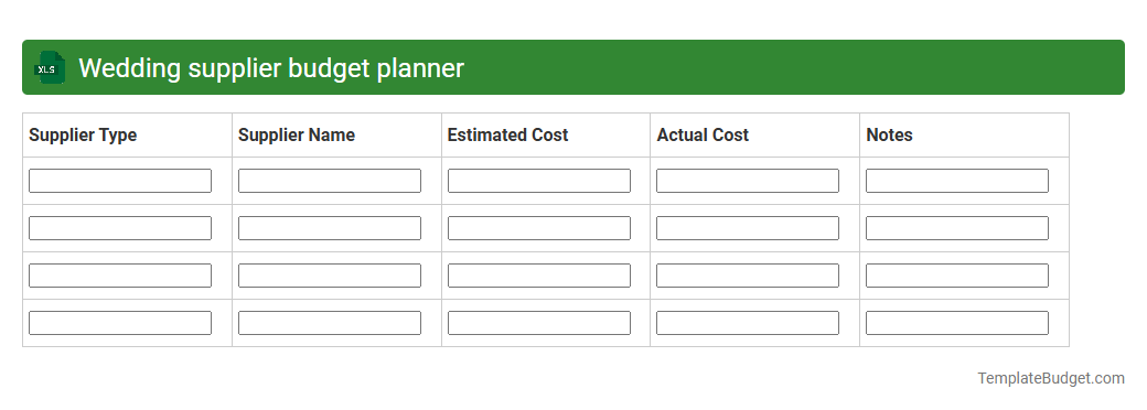 Wedding supplier budget planner