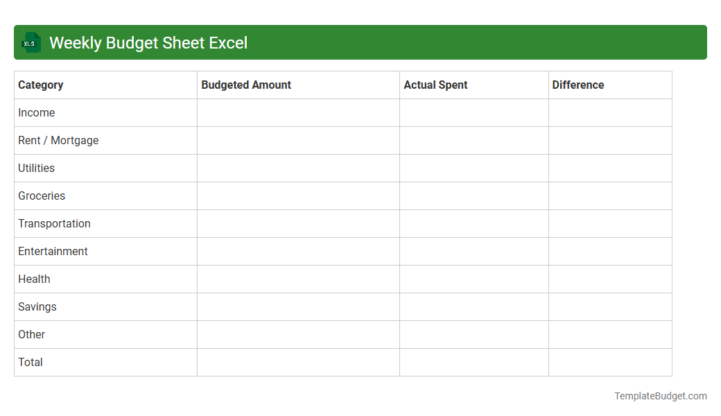 Weekly Budget Sheet Excel