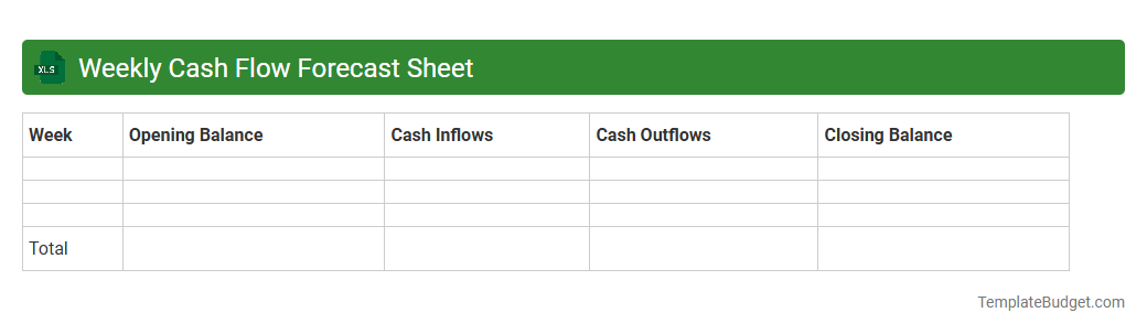 Weekly Cash Flow Forecast Sheet