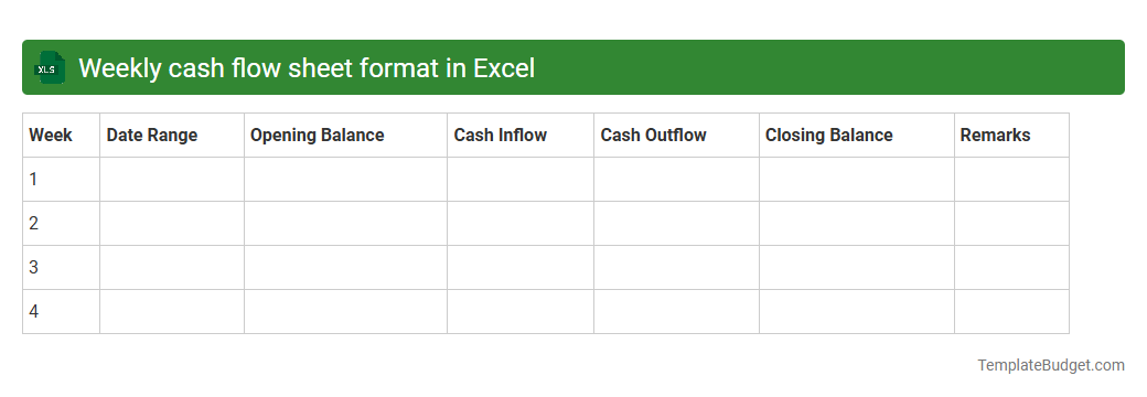 Weekly cash flow sheet format in Excel