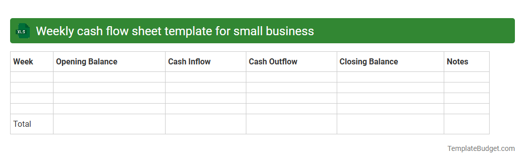 Weekly cash flow sheet template for small business