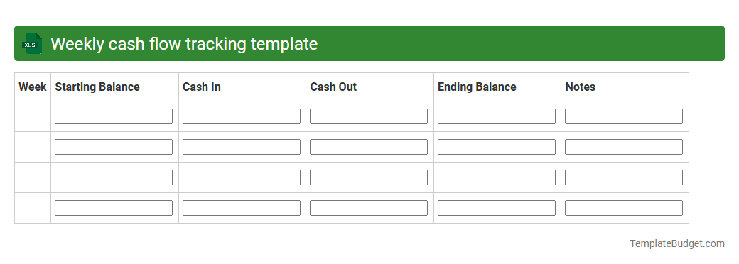 Weekly cash flow tracking template