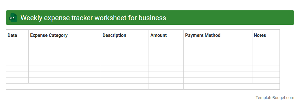Weekly expense tracker worksheet for business