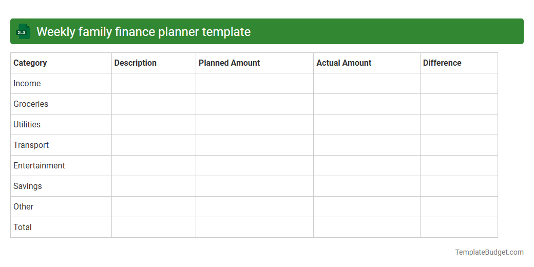 Weekly family finance planner template
