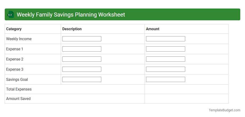 Weekly Family Savings Planning Worksheet