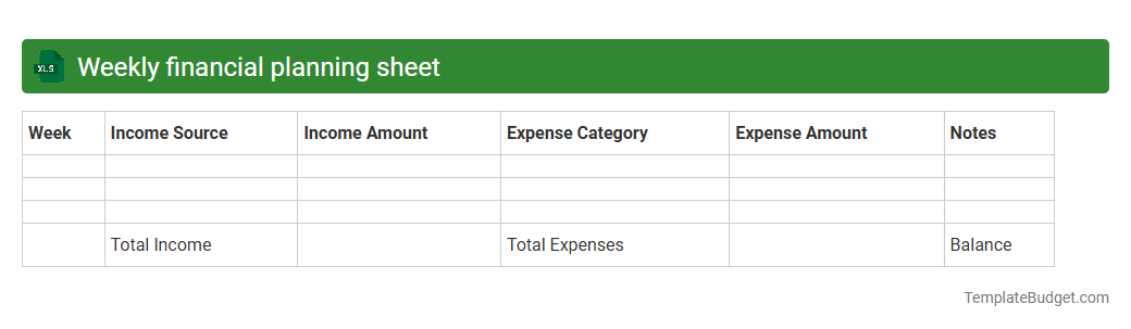 Weekly financial planning sheet