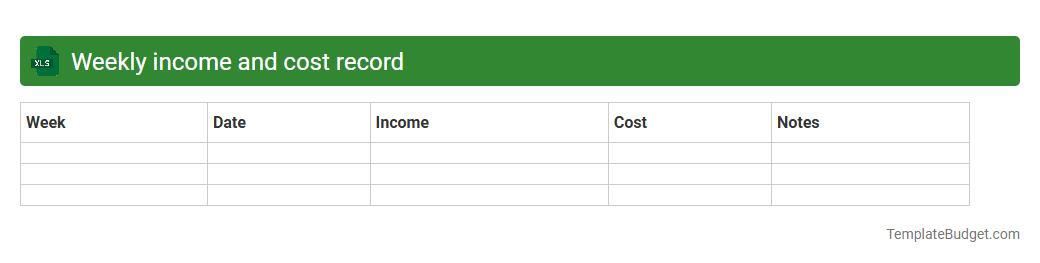 Weekly income and cost record