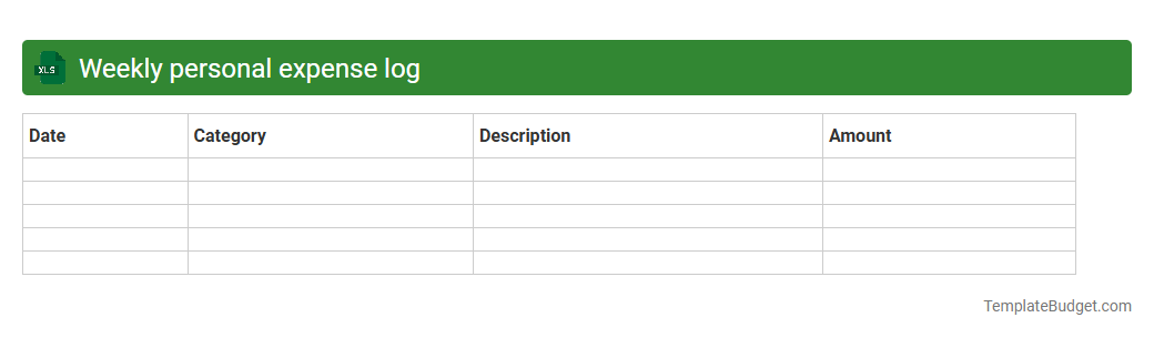Weekly personal expense log