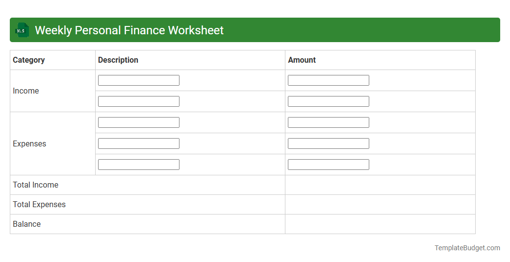 Weekly Personal Finance Worksheet