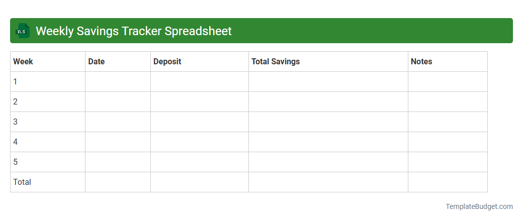 Weekly Savings Tracker Spreadsheet