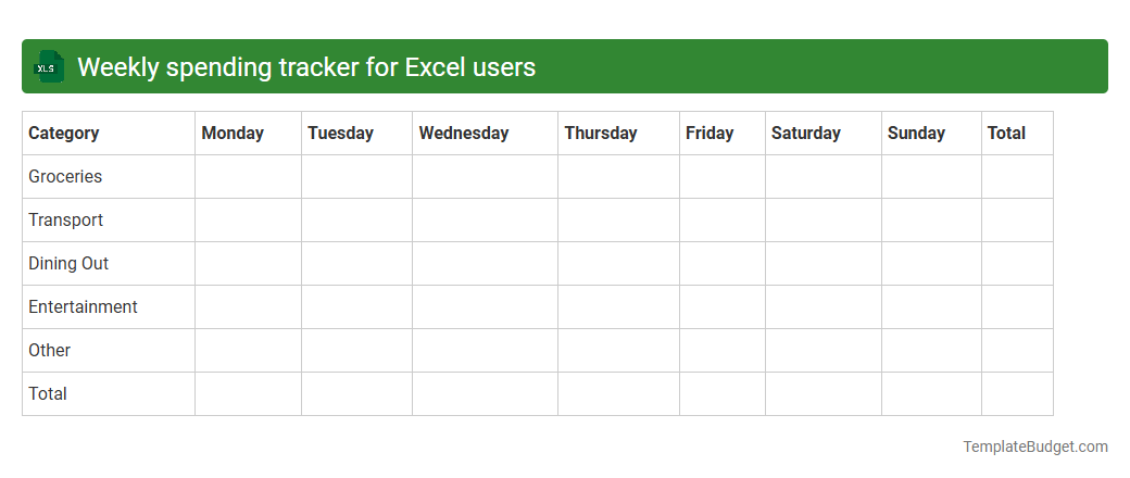 Weekly spending tracker for Excel users