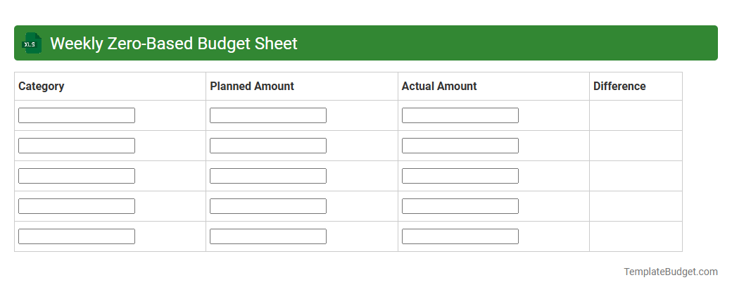 Weekly Zero-Based Budget Sheet