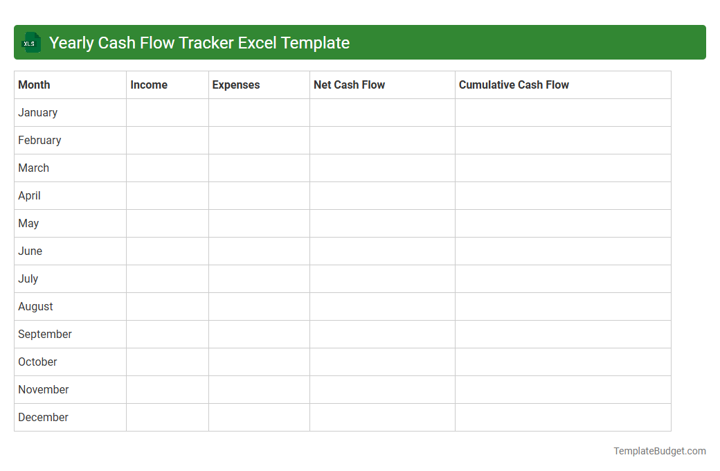 Yearly Cash Flow Tracker Excel Template