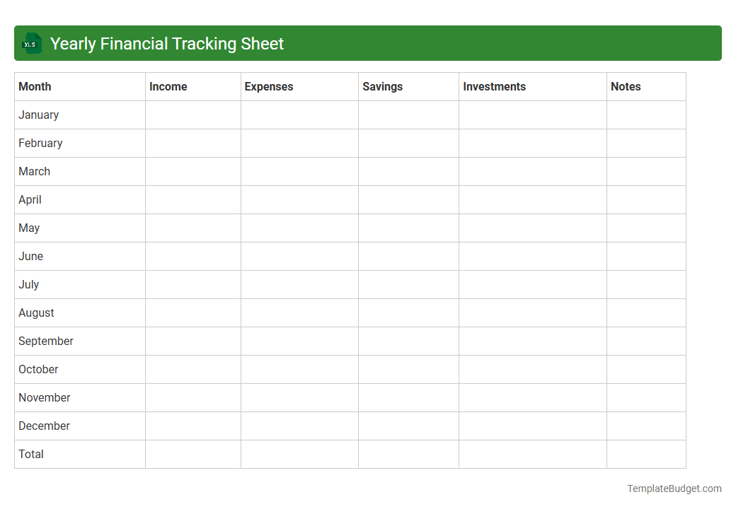 Yearly Financial Tracking Sheet